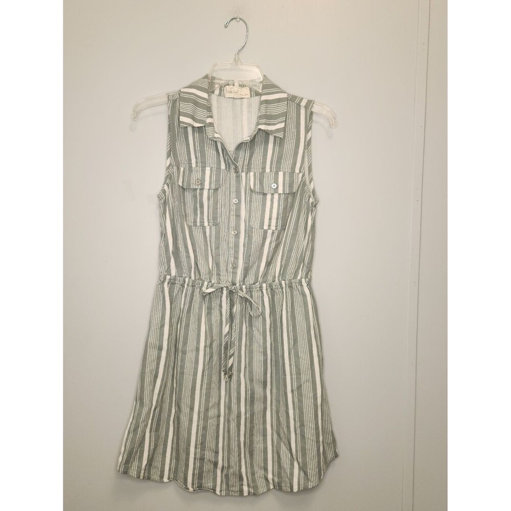 Bebop Sleeveless Striped Tie-Waist Shirt Dress - Size Medium